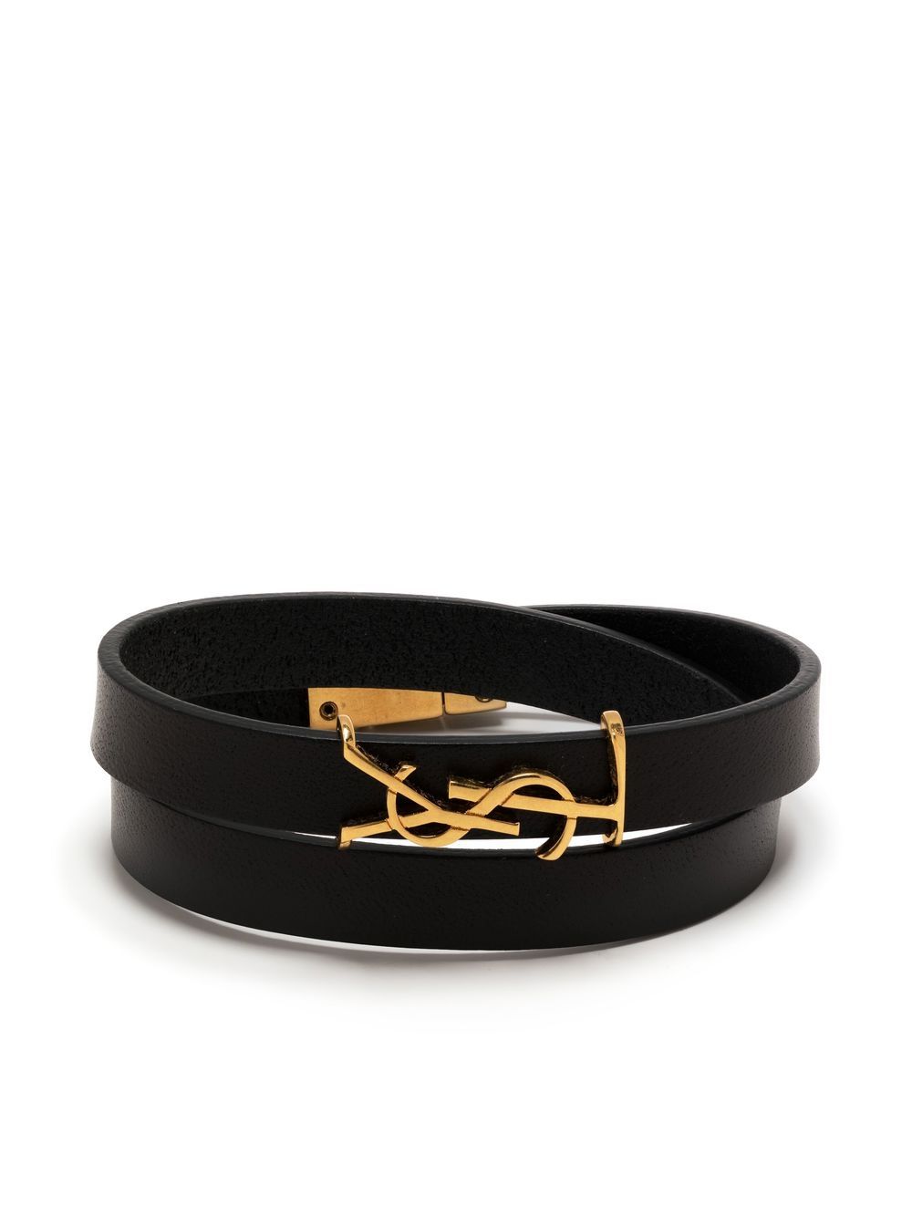 Saint Laurent logo双带手环 - 黑色