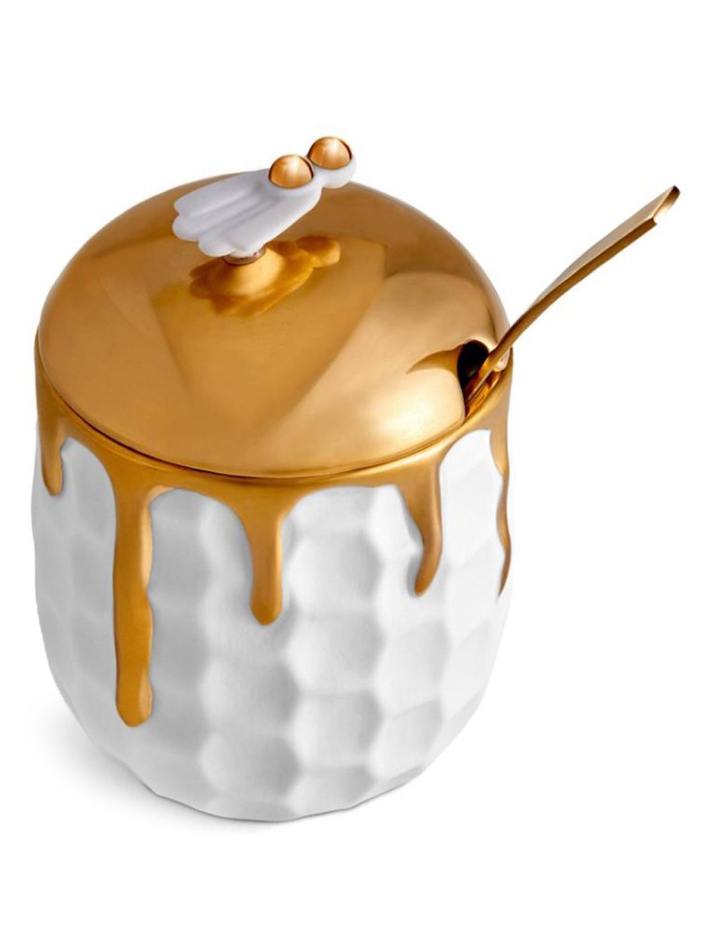 L'Objet Beehive 24K黄金蜂蜜罐 - 白色