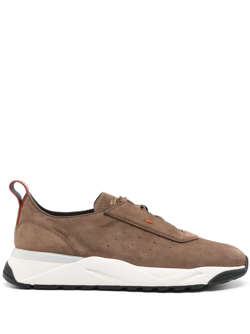 Santoni 绒面皮运动鞋 - 褐色