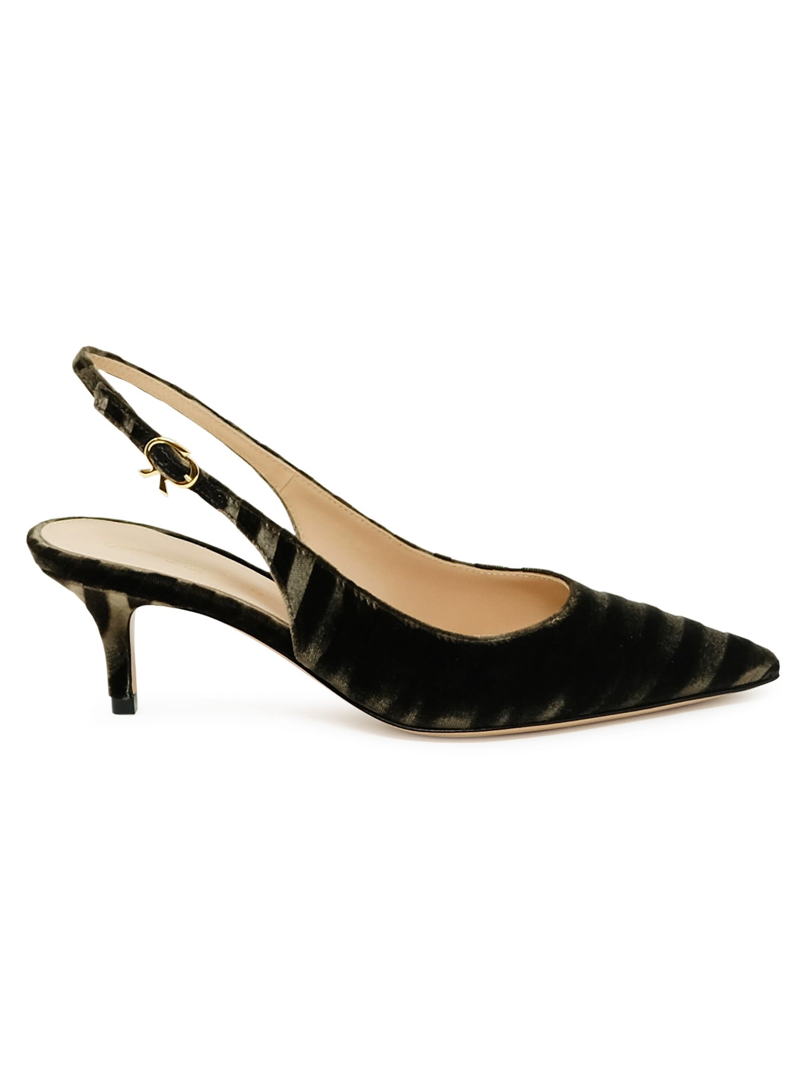 Gianvito Rossi 水貂毛斑马纹丝绒高跟鞋