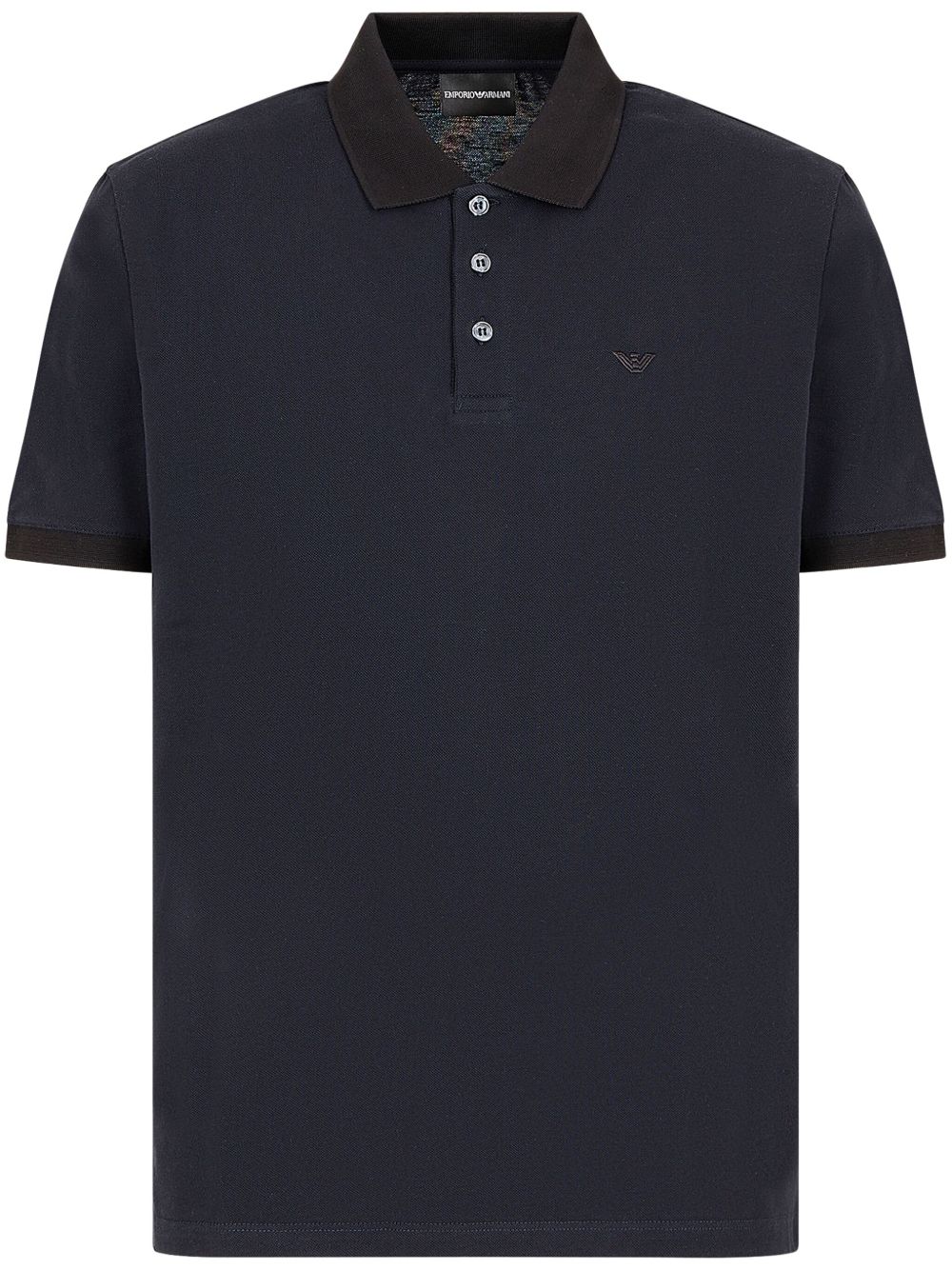 Emporio Armani logo刺绣棉polo衫 - 蓝色