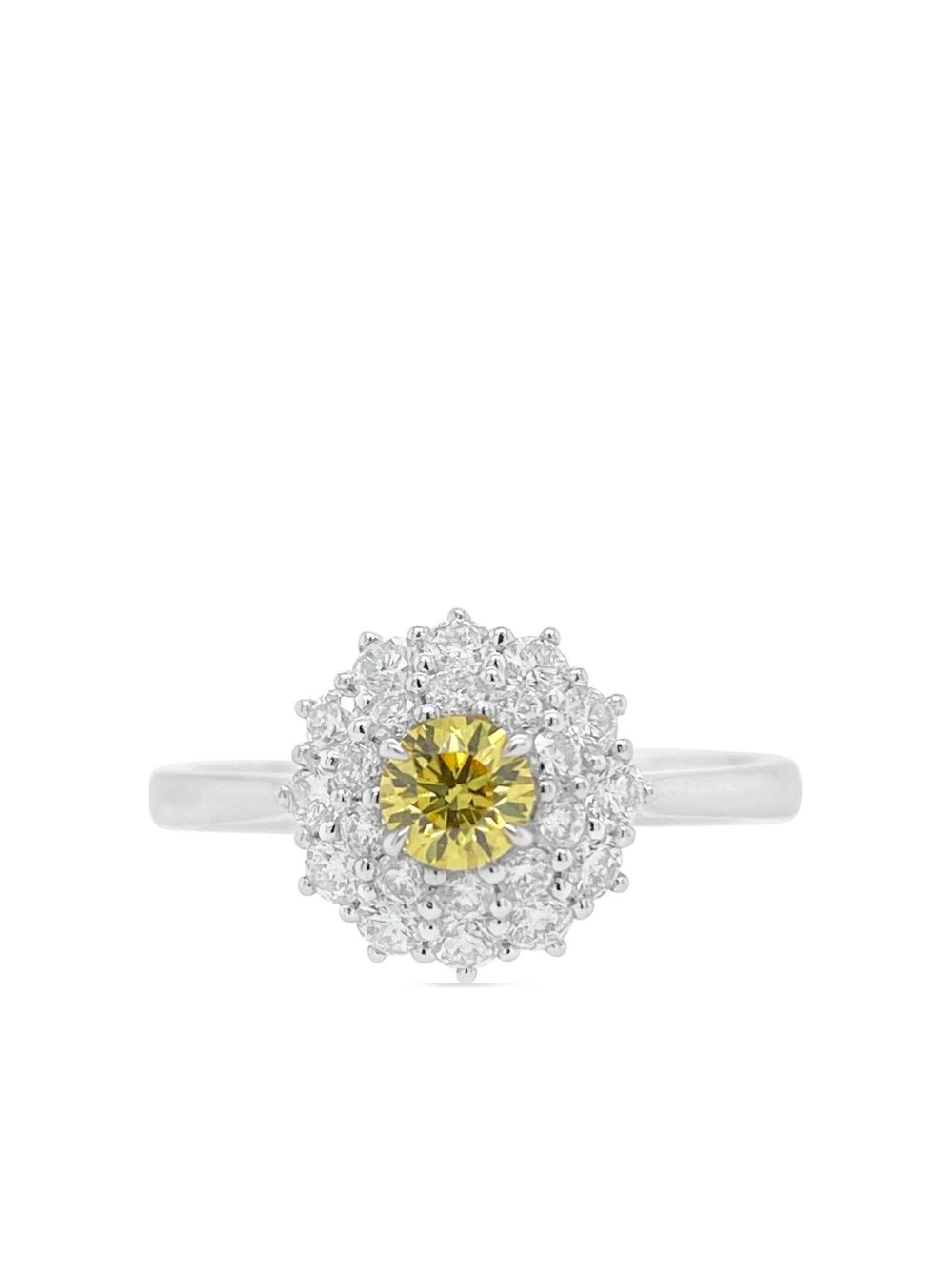 HYT Jewelry 铂金白黄钻石戒指 - 银色
