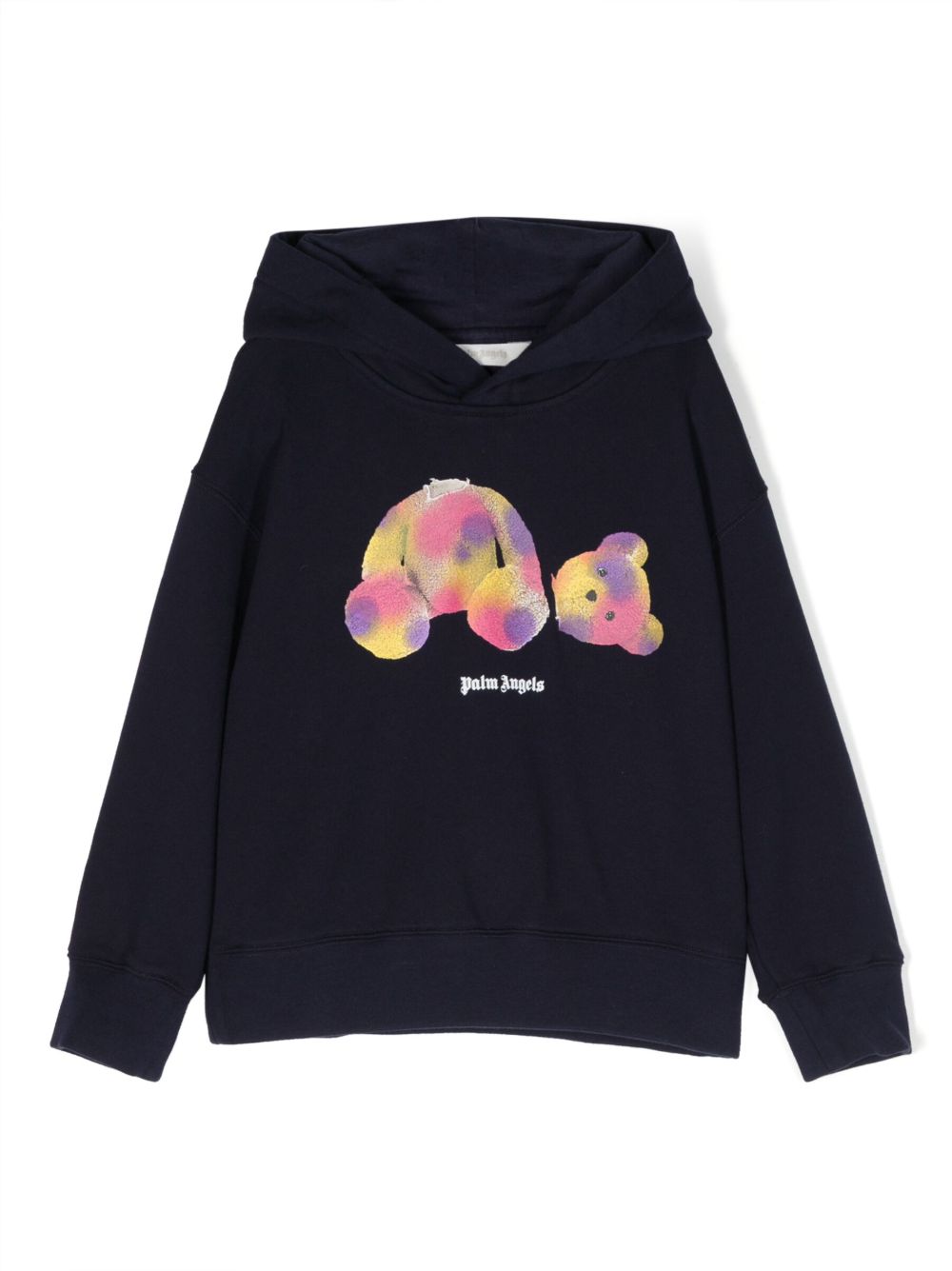 Palm Angels Kids Teddy Bear 印花棉连帽衫 - 蓝色
