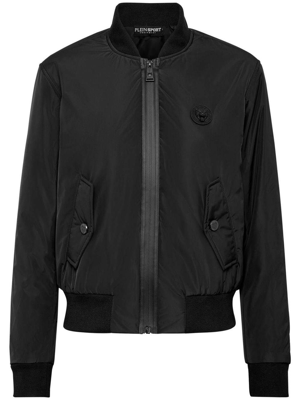 Plein Sport 标贴拉链飞行员夹克 - 黑色