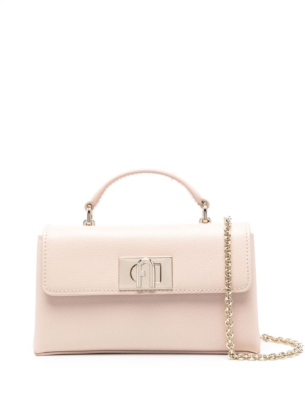 Furla logo扣环皮质手提包 - 中性色