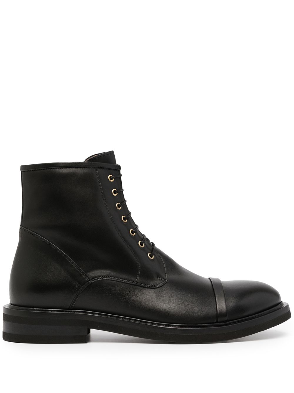 Malone Souliers Bryce 皮质系带及踝靴 - 黑色