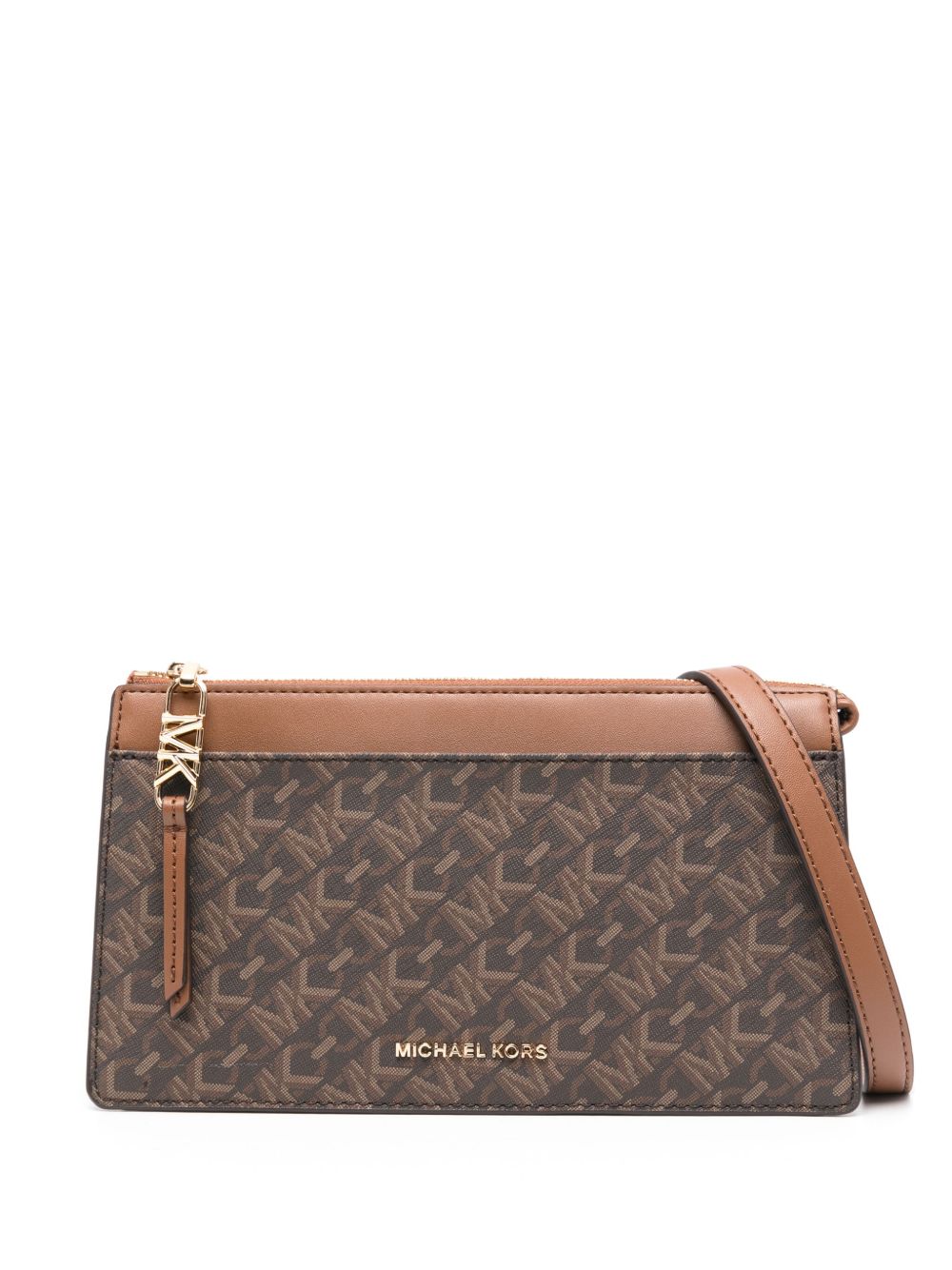 Michael Michael Kors logo印花斜挎包 - 褐色