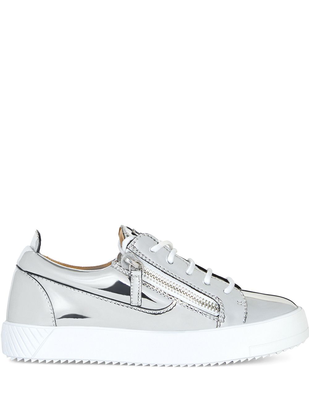 Giuseppe Zanotti 金属感拉链运动鞋 - 银色