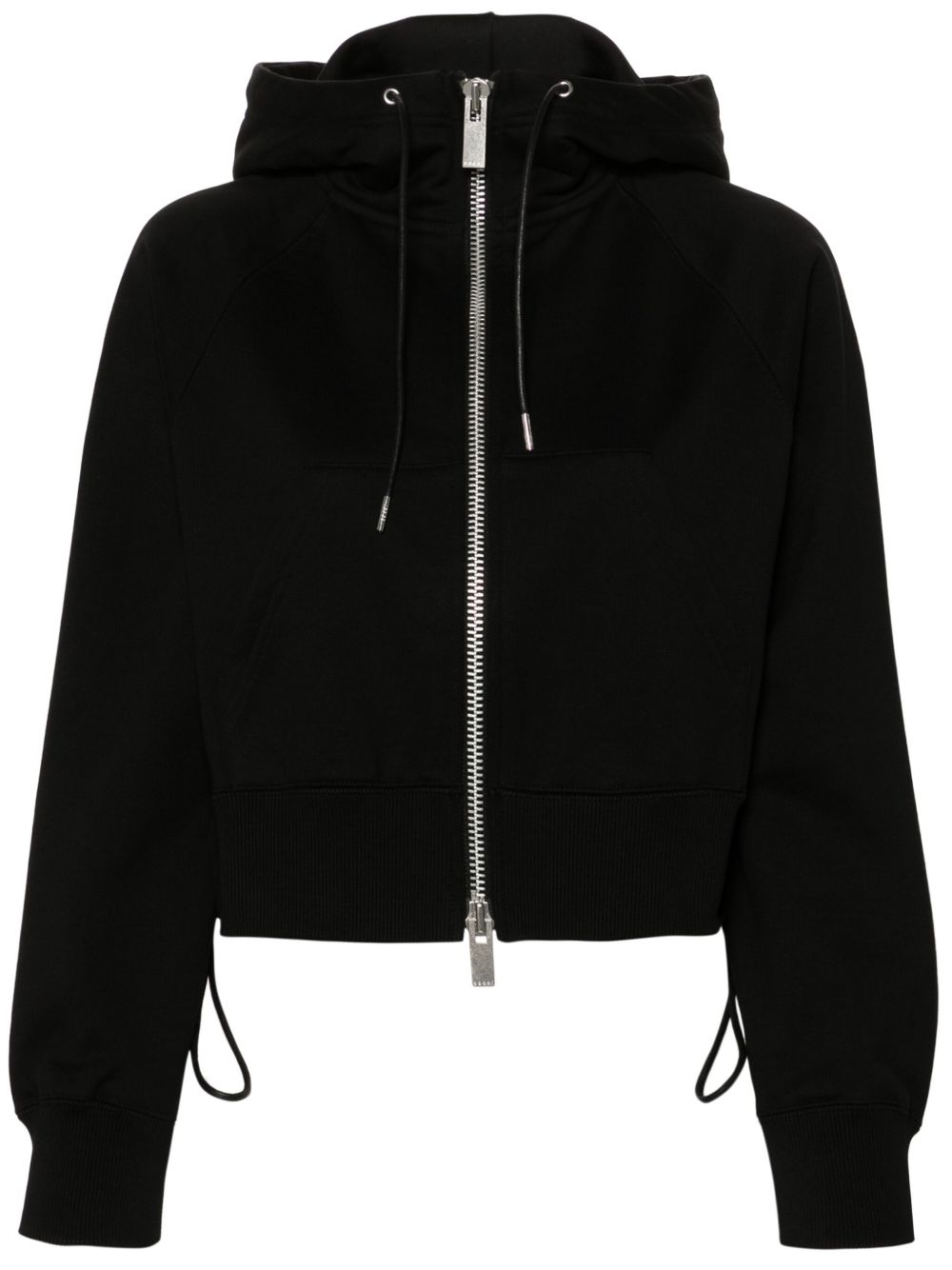 sacai logo 贴花短款连帽衫 - 黑色