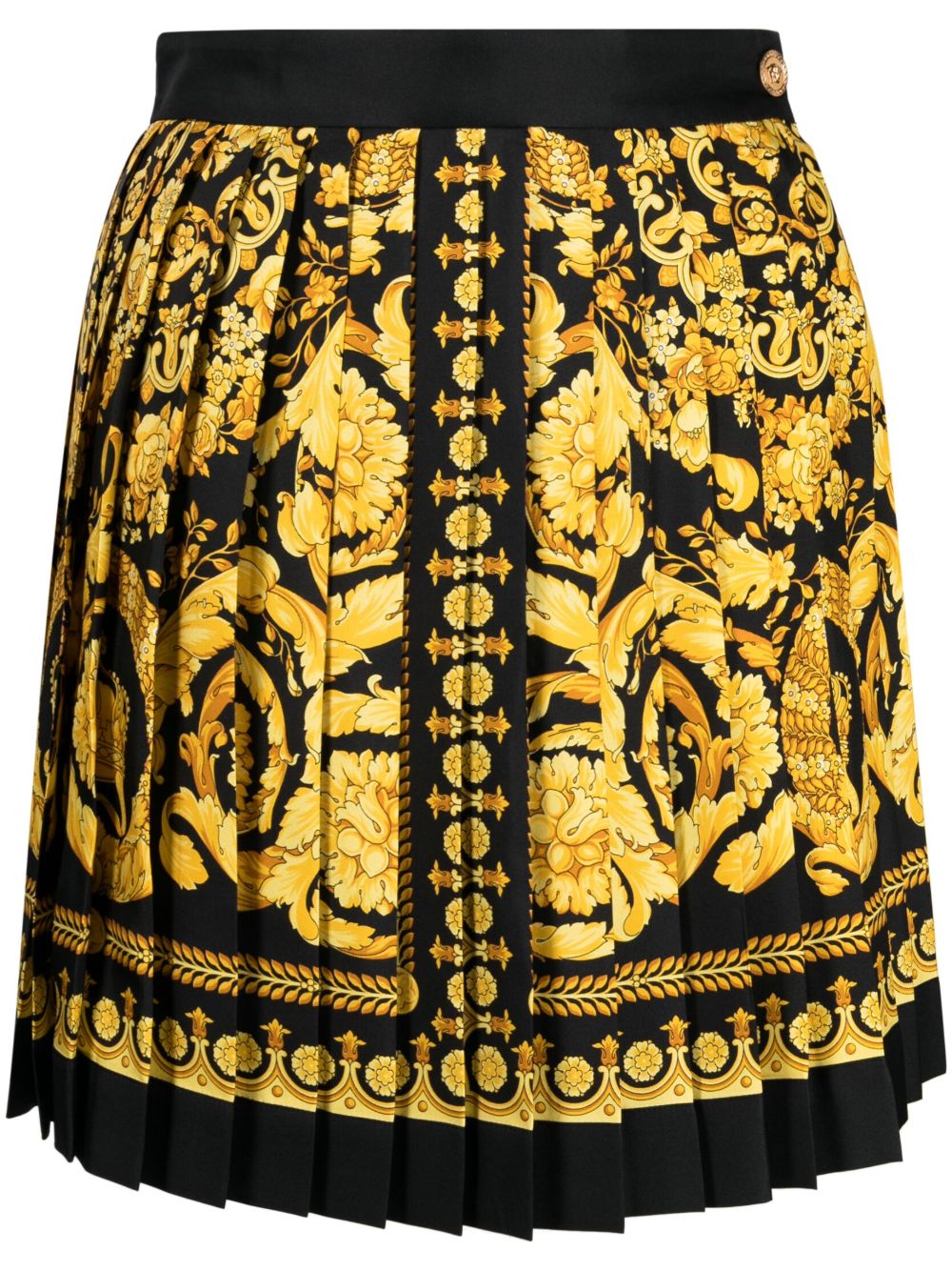 Versace Baroque 百褶真丝半身裙 - 黑色