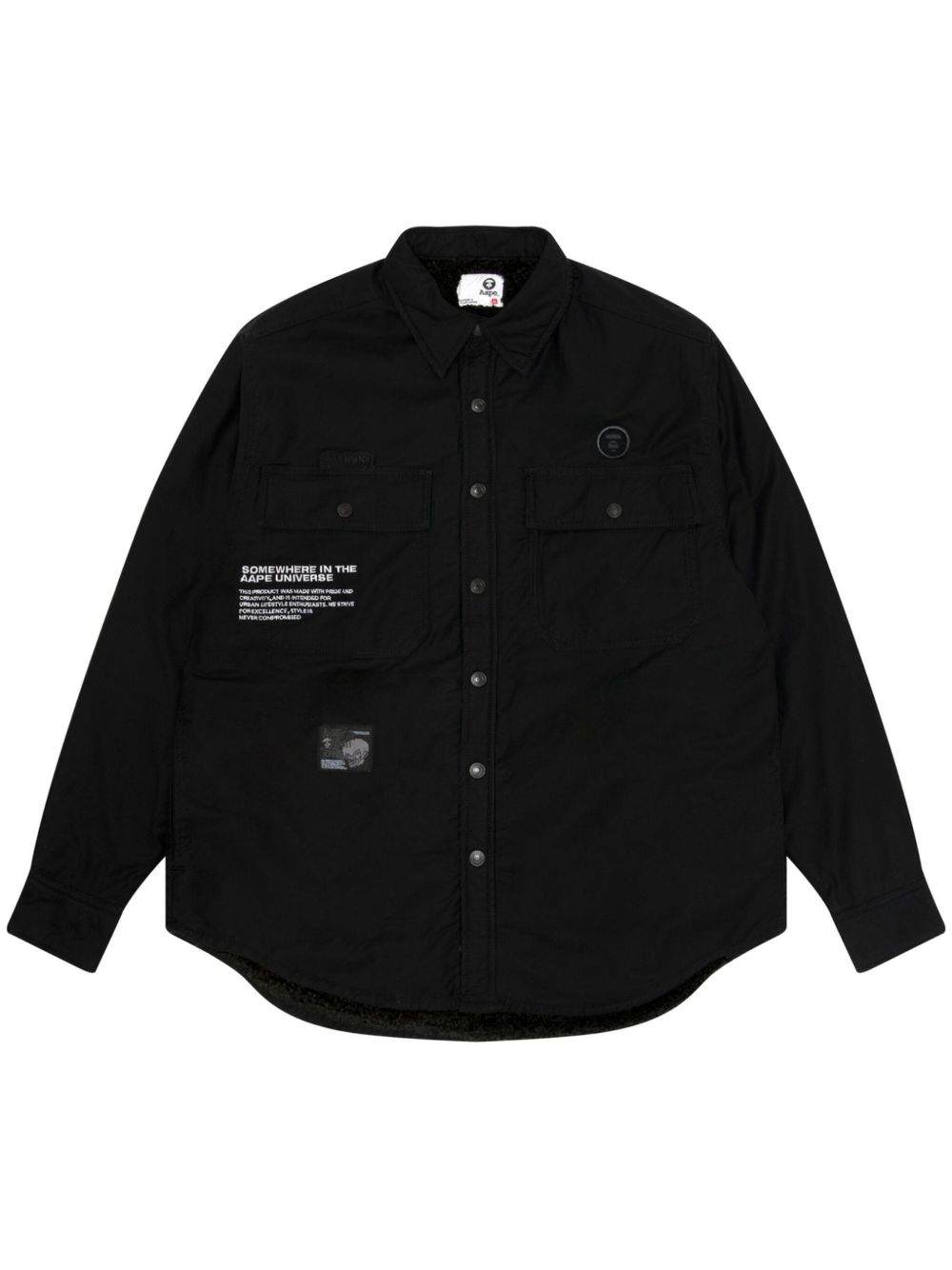 AAPE BY *A BATHING APE® logo贴花棉衬衫式夹克 - 黑色