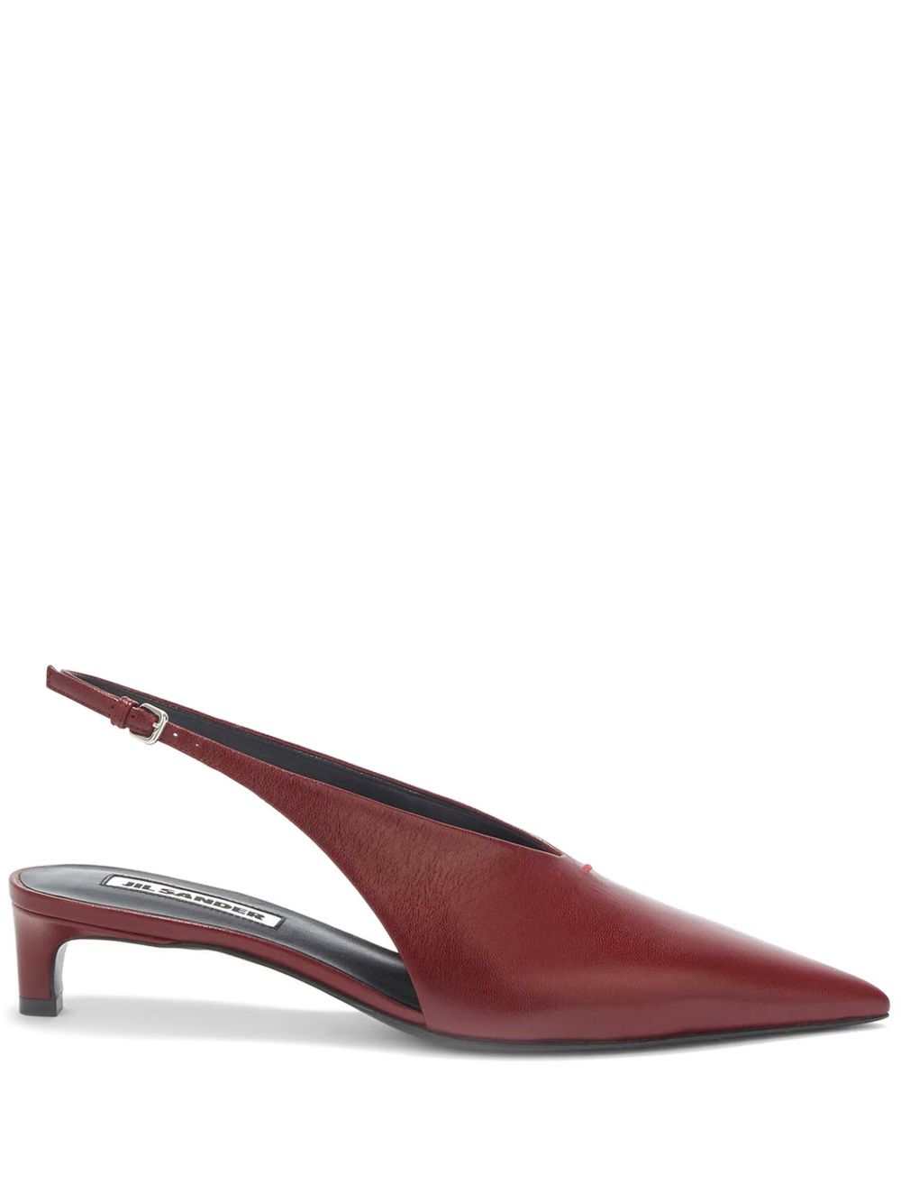 Jil Sander Sylt 皮质裹踝低跟鞋 - 红色