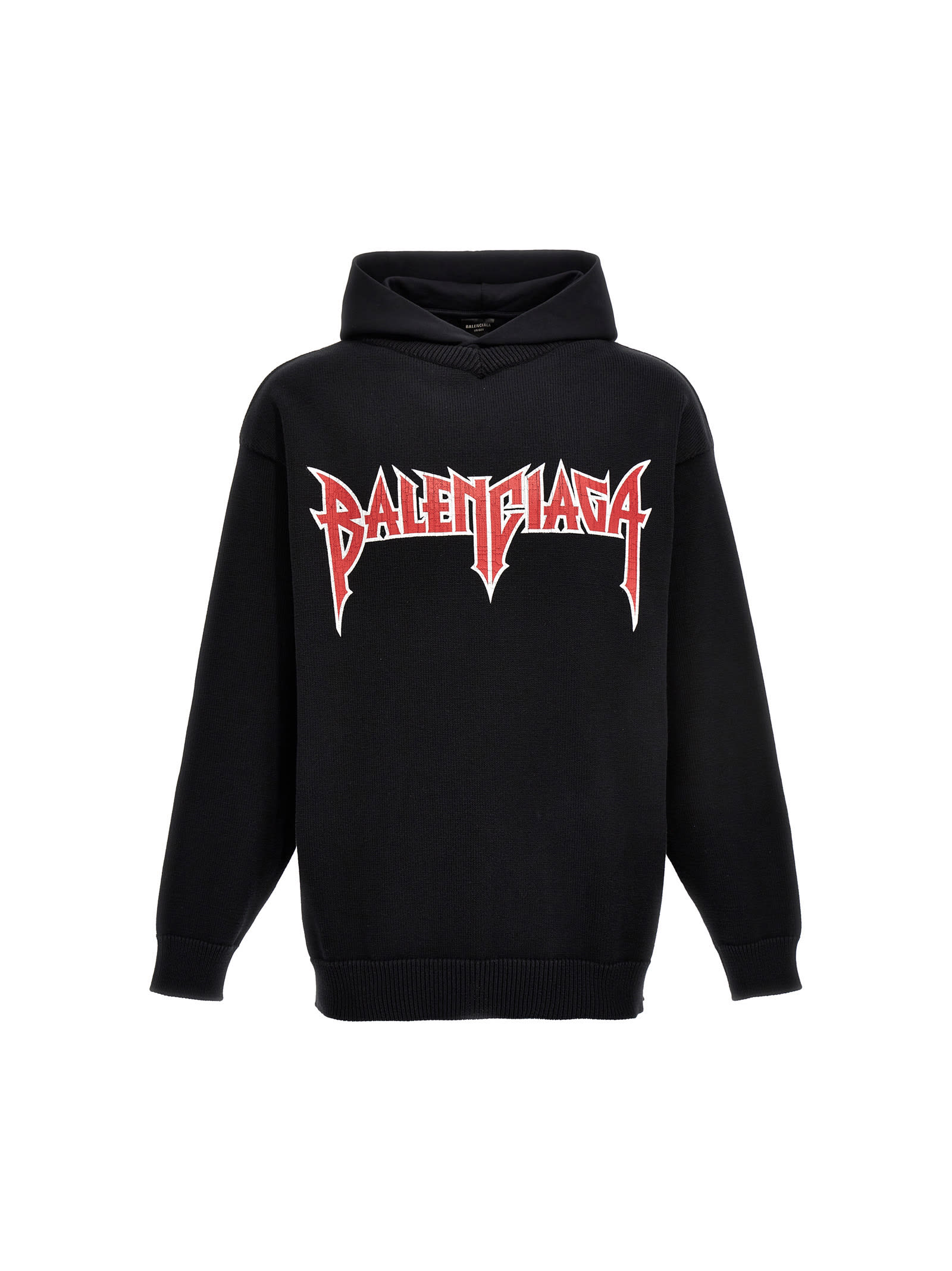 Balenciaga Logo Print Hooded Sweater