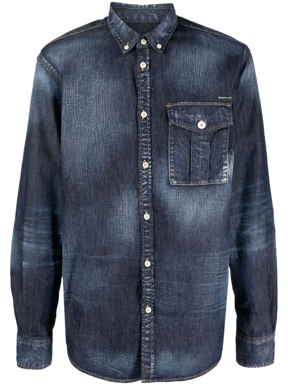 DSQUARED2 logo标牌牛仔衬衫 - 蓝色