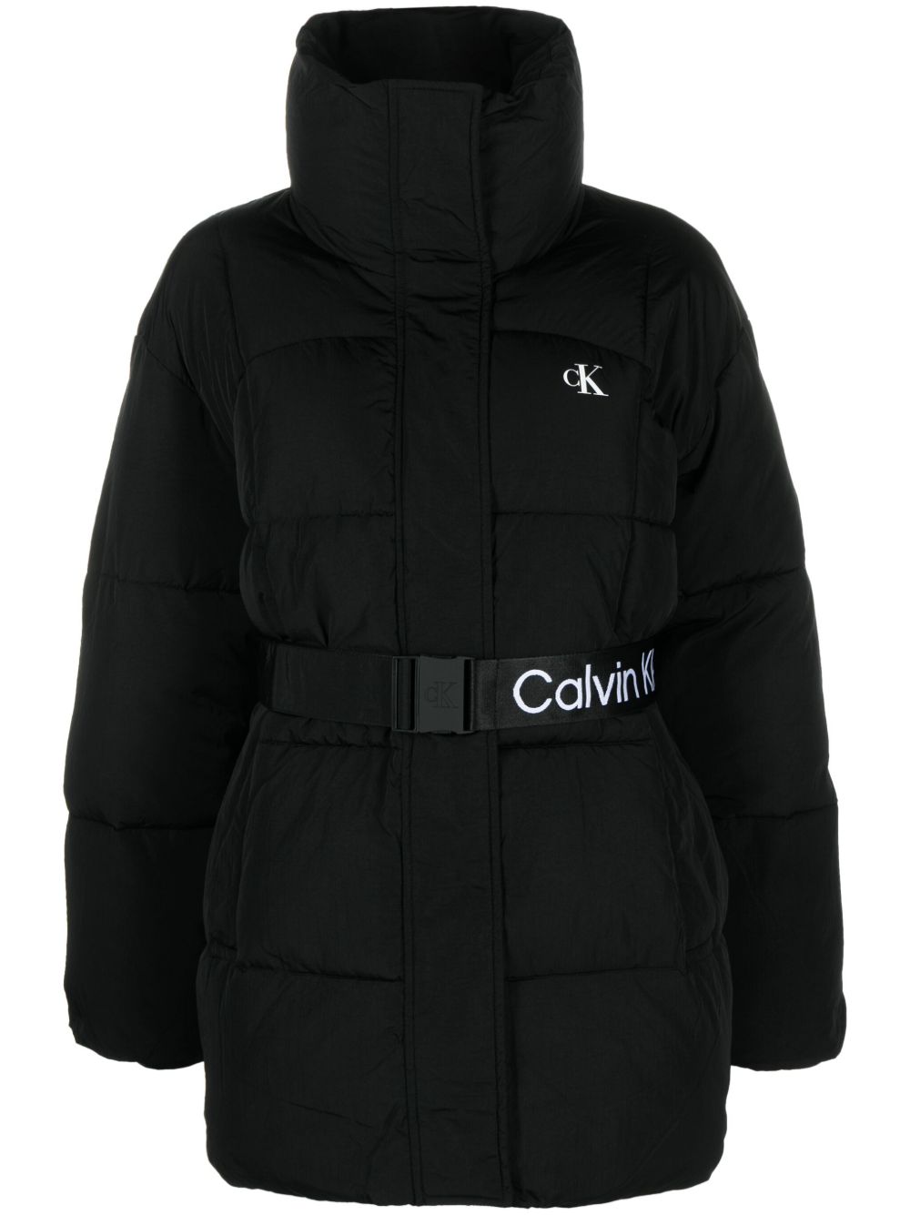 Calvin Klein Jeans 束腰蓬松夹克 - 黑色
