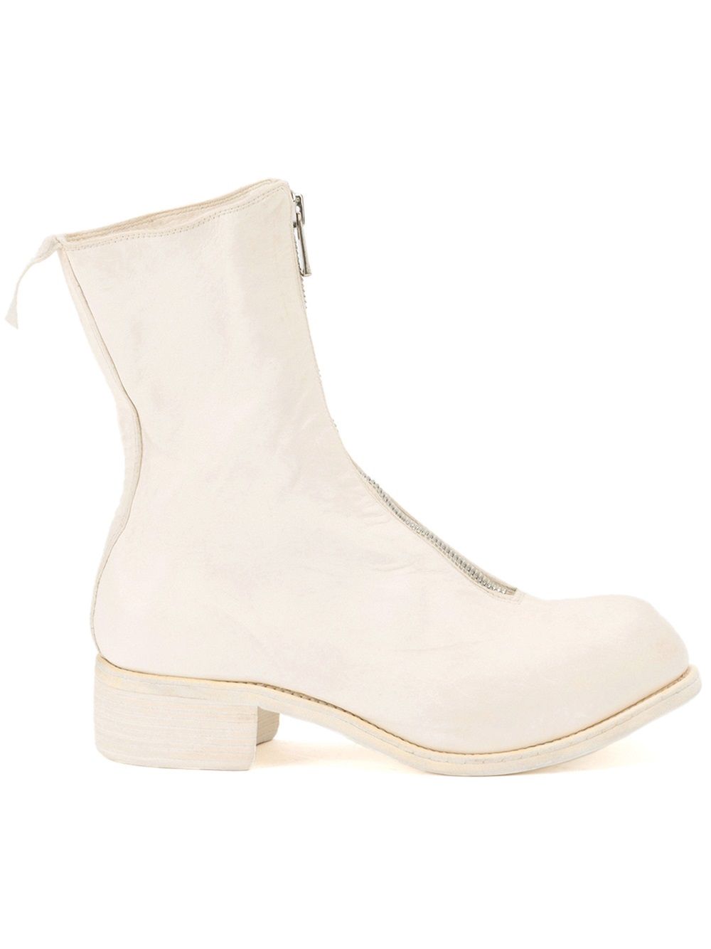 Guidi 正面拉链高筒靴 - 白色