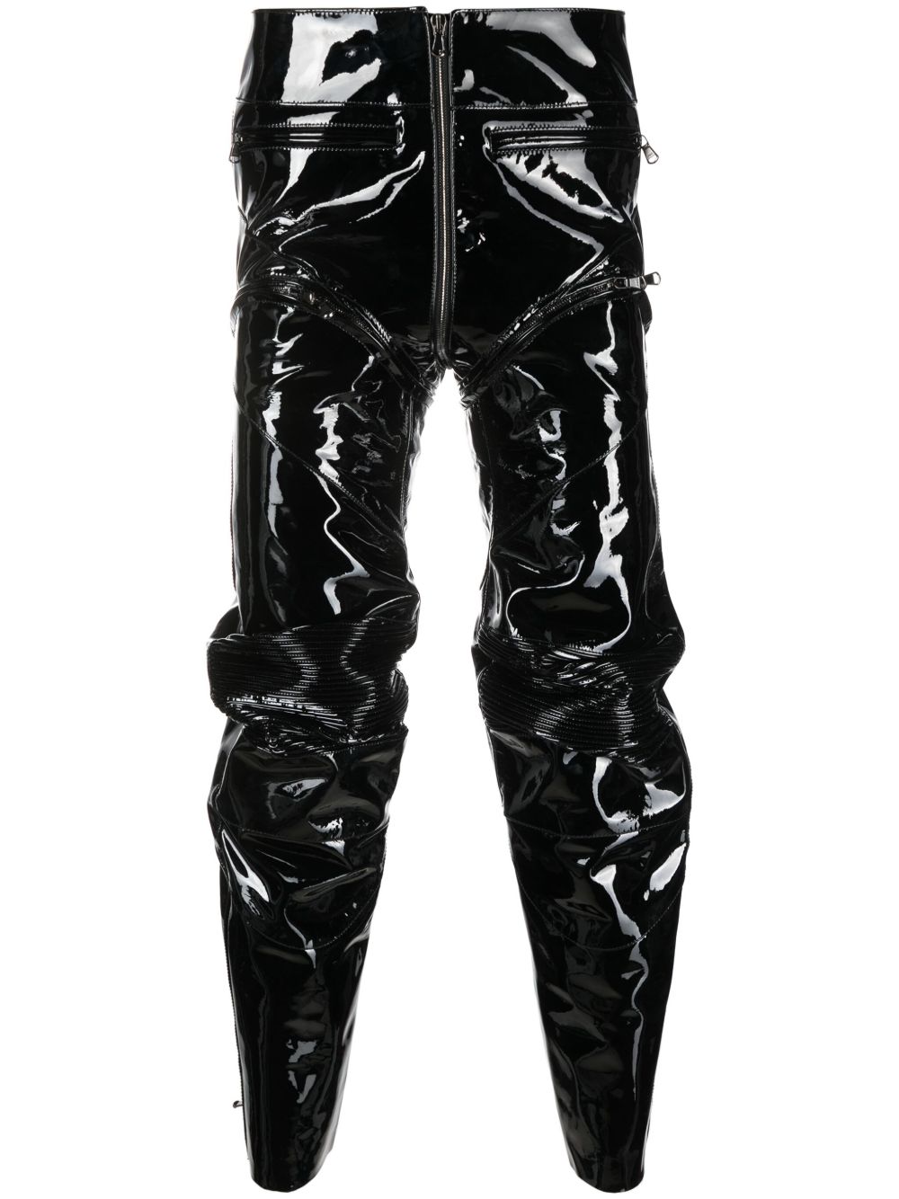 VETEMENTS 拼接缩褶漆皮长裤 - 黑色