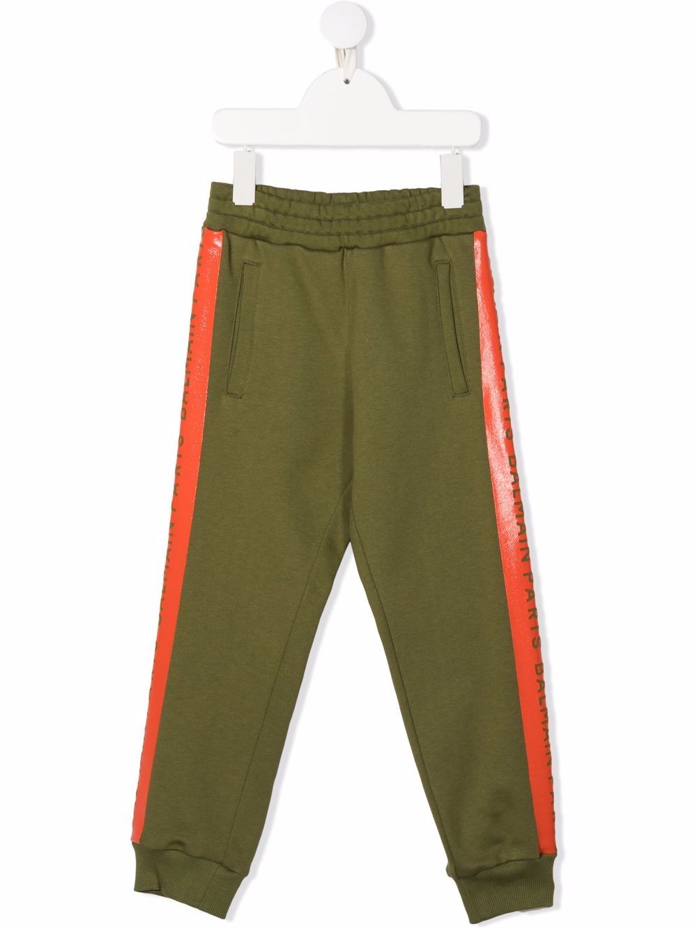 Balmain Kids logo条纹侧饰运动裤 - 绿色