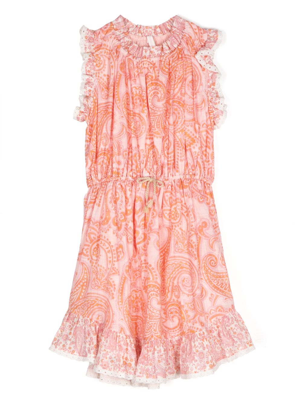 ZIMMERMANN Kids Ottie 佩斯理印花褶饰连衣裙 - 粉色