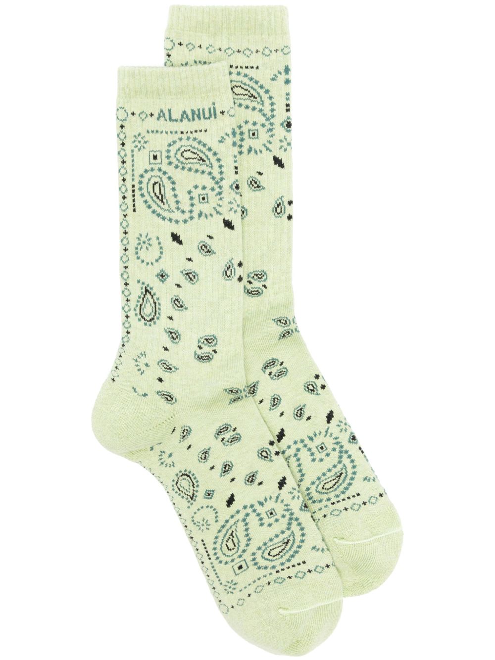 Alanui Bandana logo刺绣罗纹针织袜 - 绿色