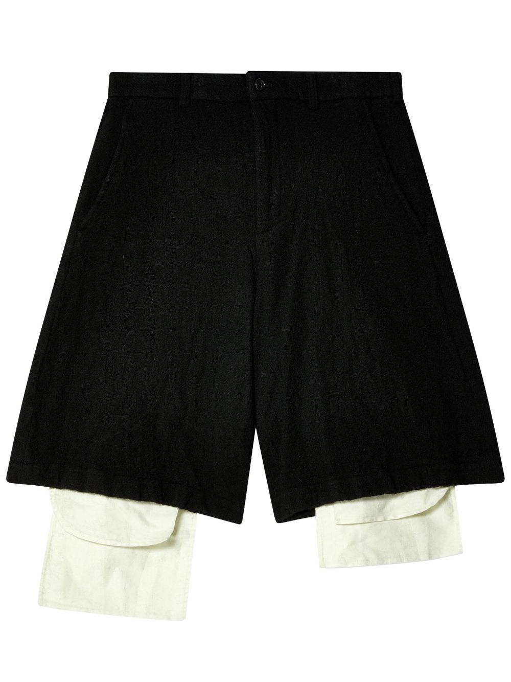 Black Comme Des Garçons 分层设计短裤 - 黑色