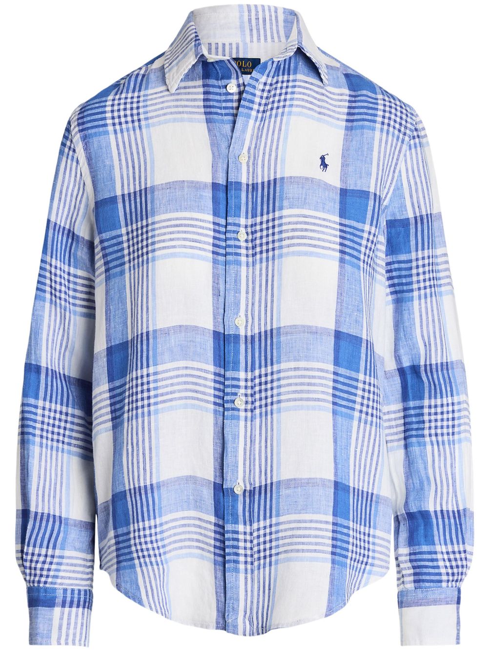 Polo Ralph Lauren 格纹亚麻衬衫 - 蓝色