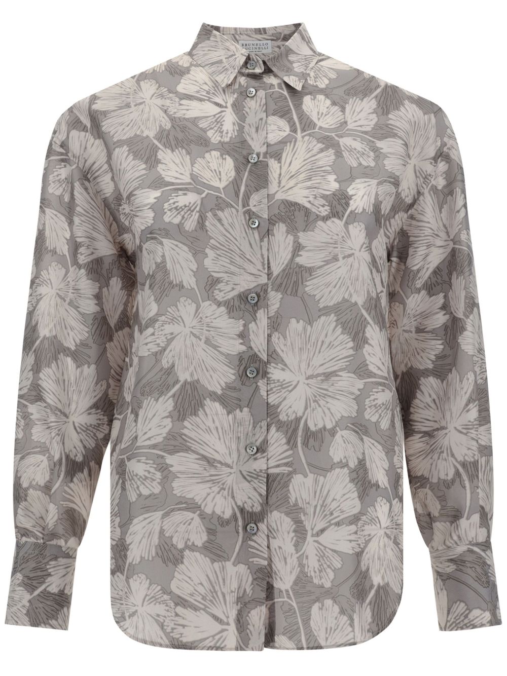 Brunello Cucinelli 花卉印花衬衫 - 灰色
