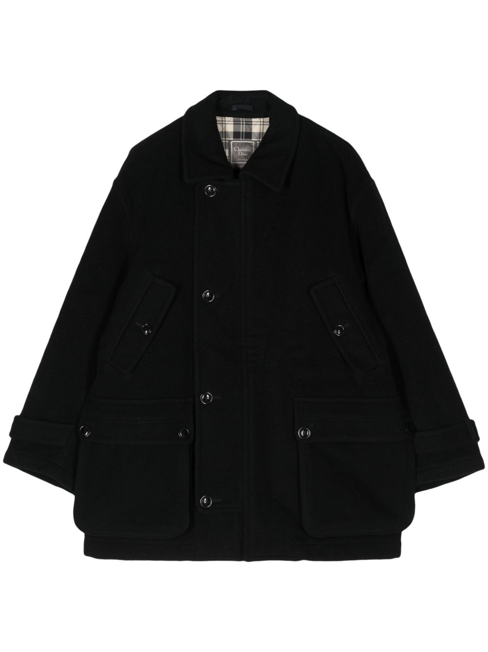 Christian Dior Pre-Owned 排扣羊毛大衣（1990-2000年代典藏款） - 蓝色