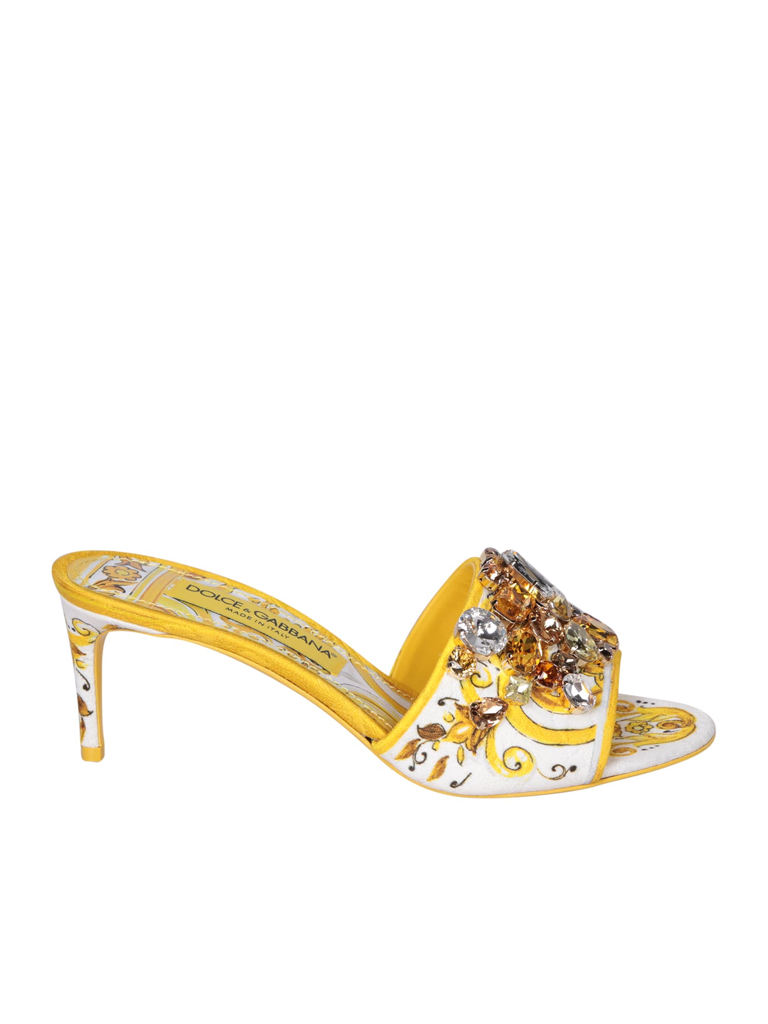Dolce & Gabbana Brocade Heel Yellow Sandals