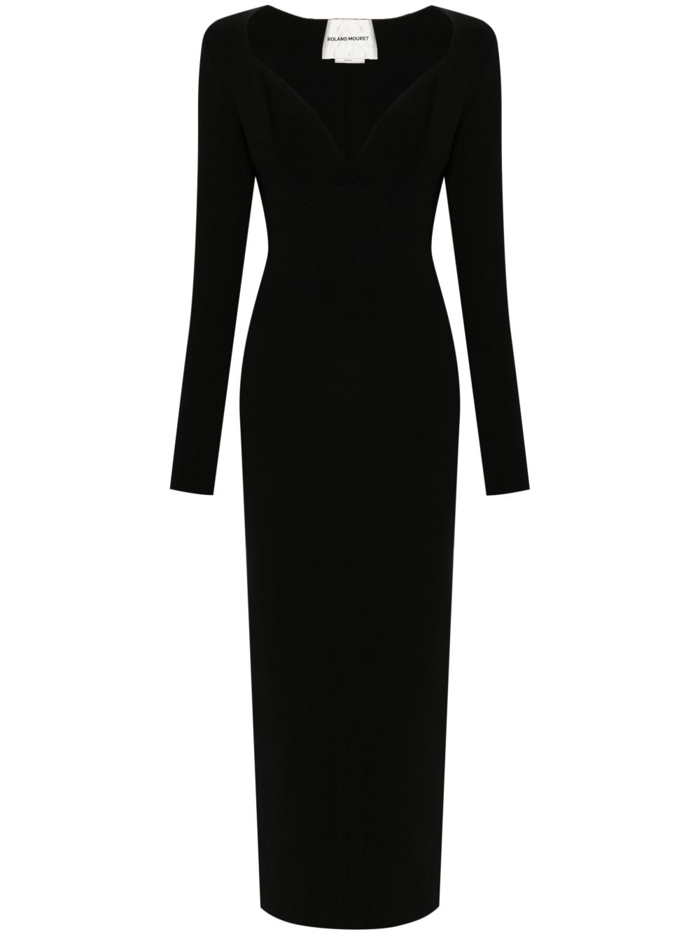 Roland Mouret 褶饰细节针织中长连衣裙 - 黑色