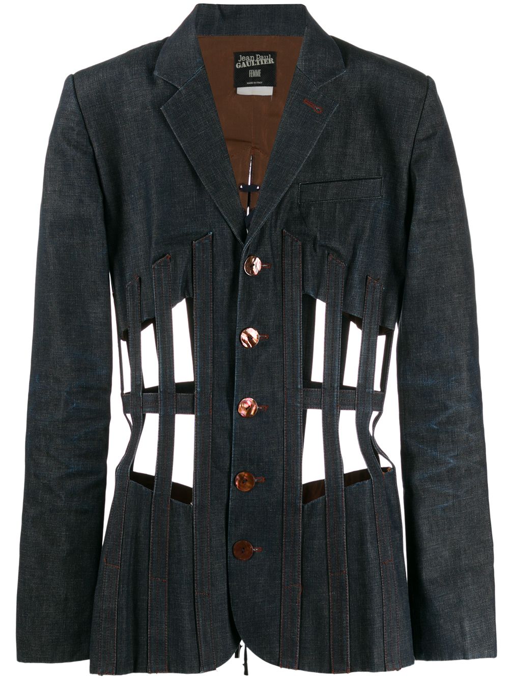 Jean Paul Gaultier Pre-Owned 镂空设计牛仔夹克 - 蓝色
