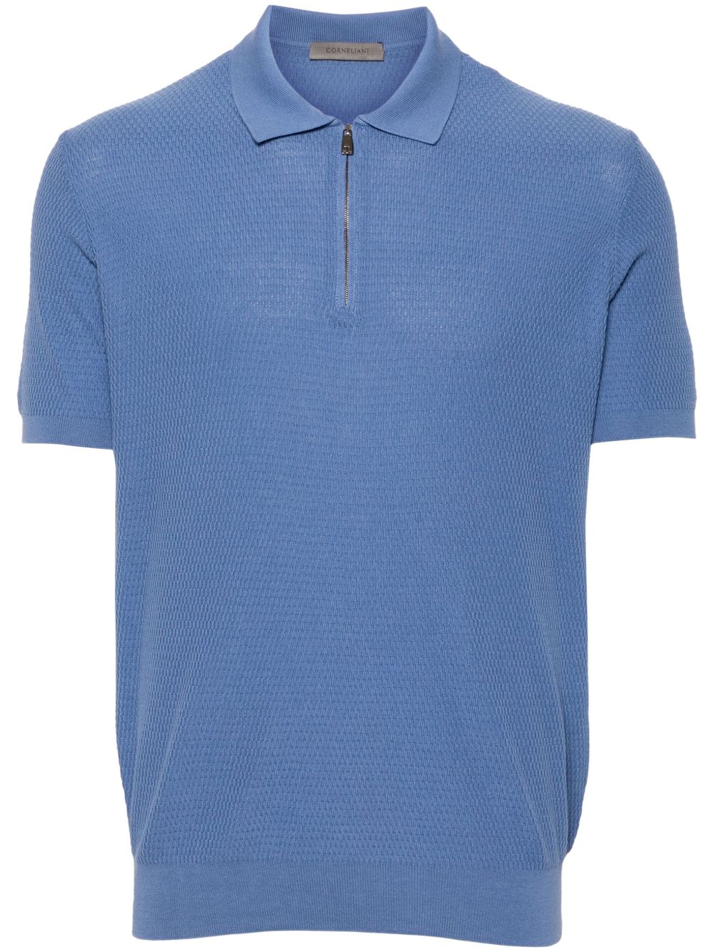Corneliani 拉链领棉polo衫 - 蓝色