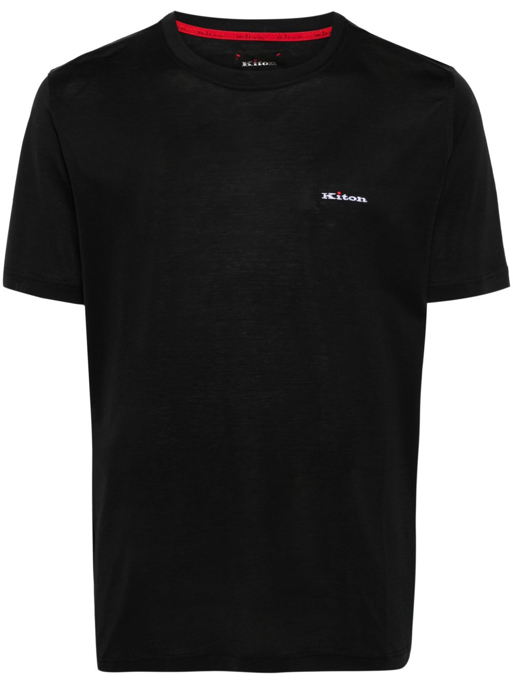 Kiton logo刺绣棉T恤 - 黑色