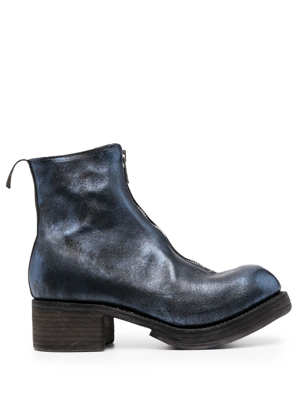 Guidi 金属光泽皮质短靴 - 蓝色