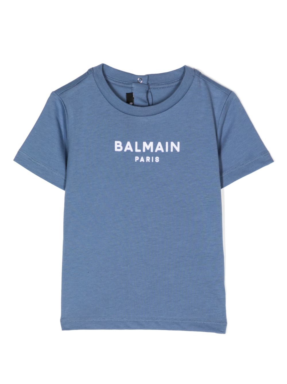Balmain Kids logo印花棉T恤 - 蓝色