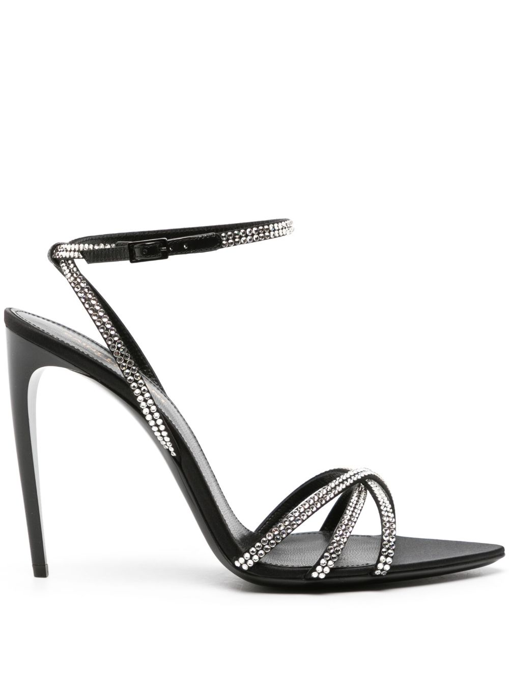 Saint Laurent Ava 高跟水钻缀饰凉鞋 - 黑色
