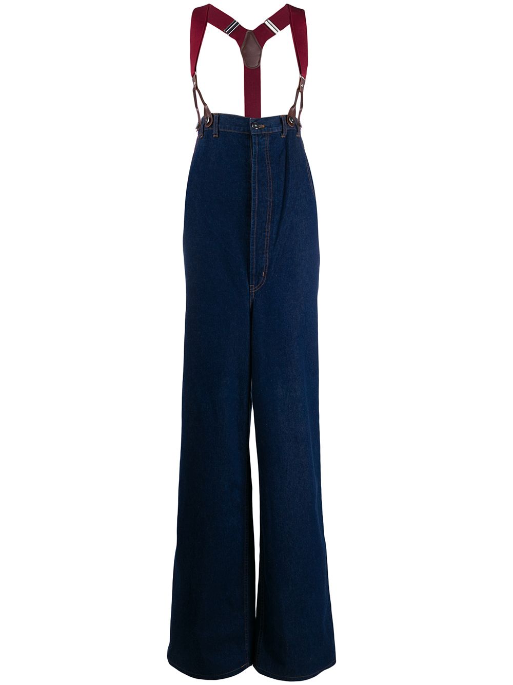 Jean Paul Gaultier Pre-Owned 高腰背带阔腿牛仔裤 - 蓝色