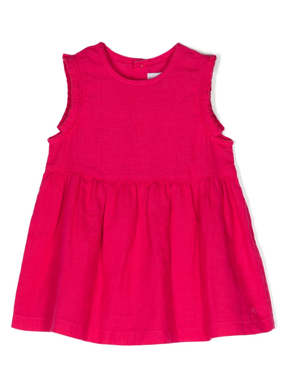 Petit Bateau 荷叶边伞形亚麻连衣裙 - 粉色