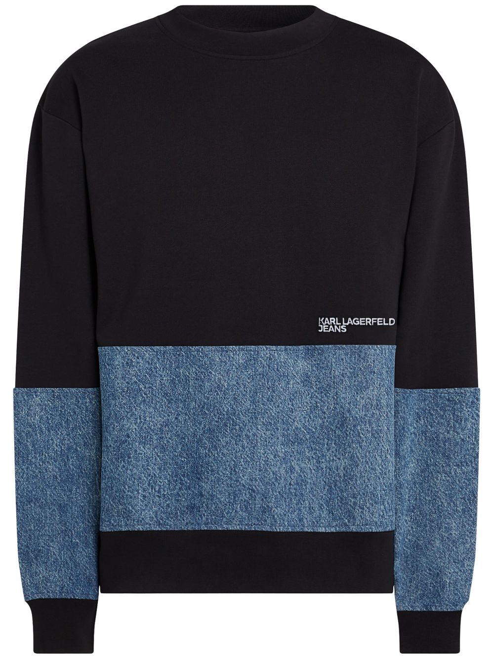 Karl Lagerfeld Jeans 拼接牛仔卫衣 - 黑色
