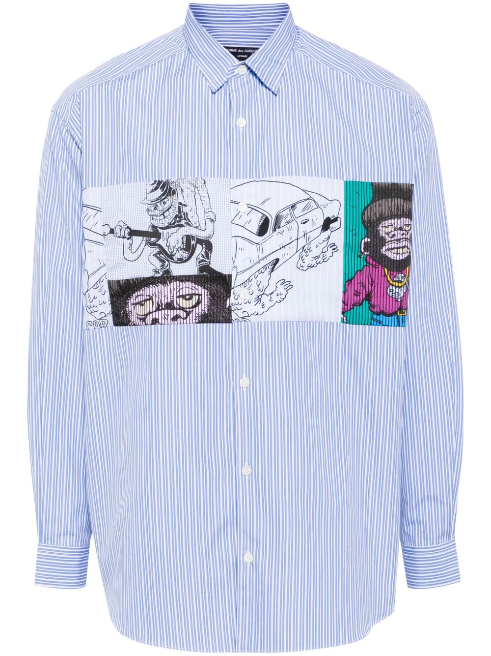Comme des Garçons Homme 条纹印花衬衫 - 蓝色