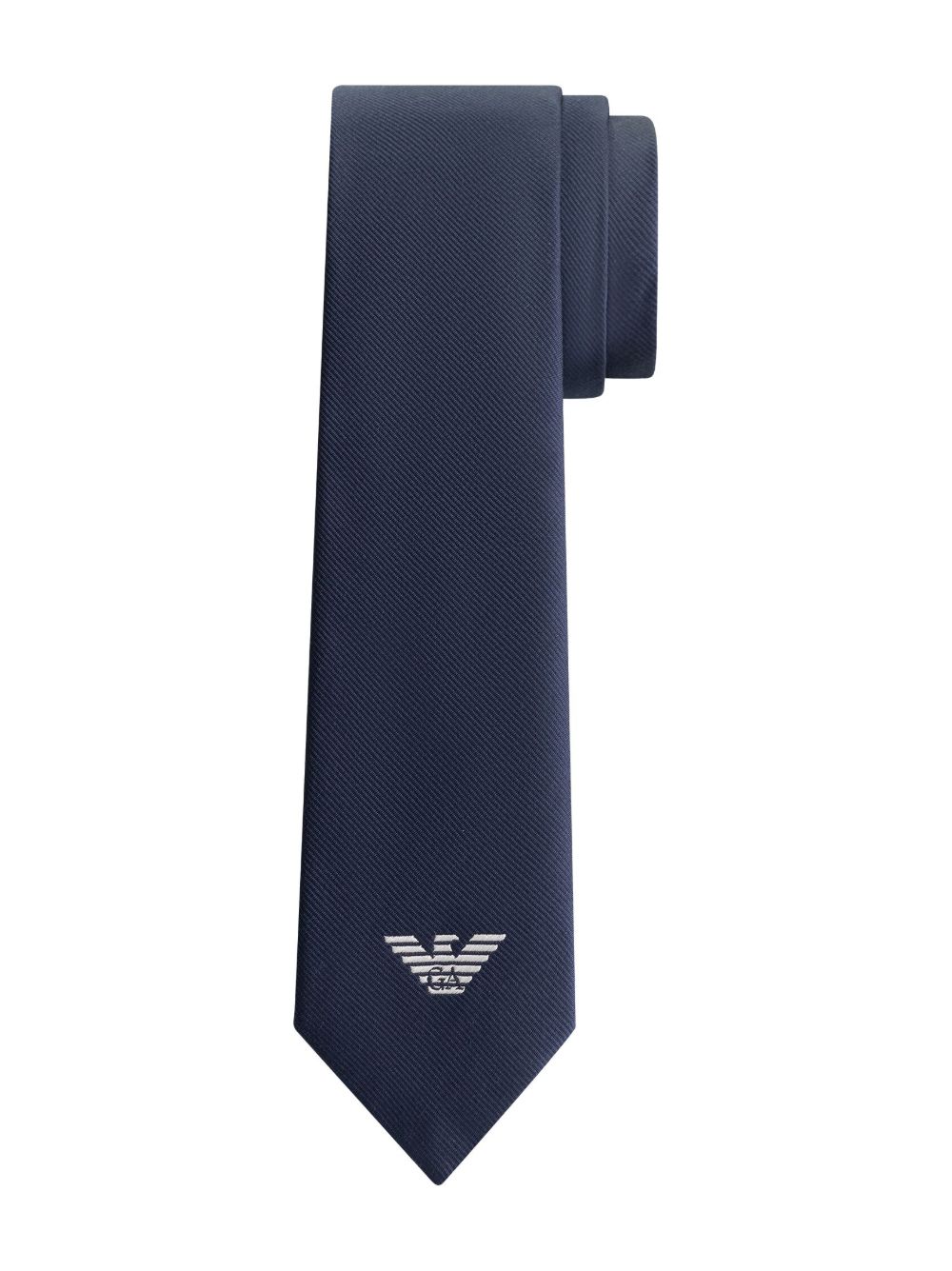 Emporio Armani Kids logo刺绣领带 - 蓝色