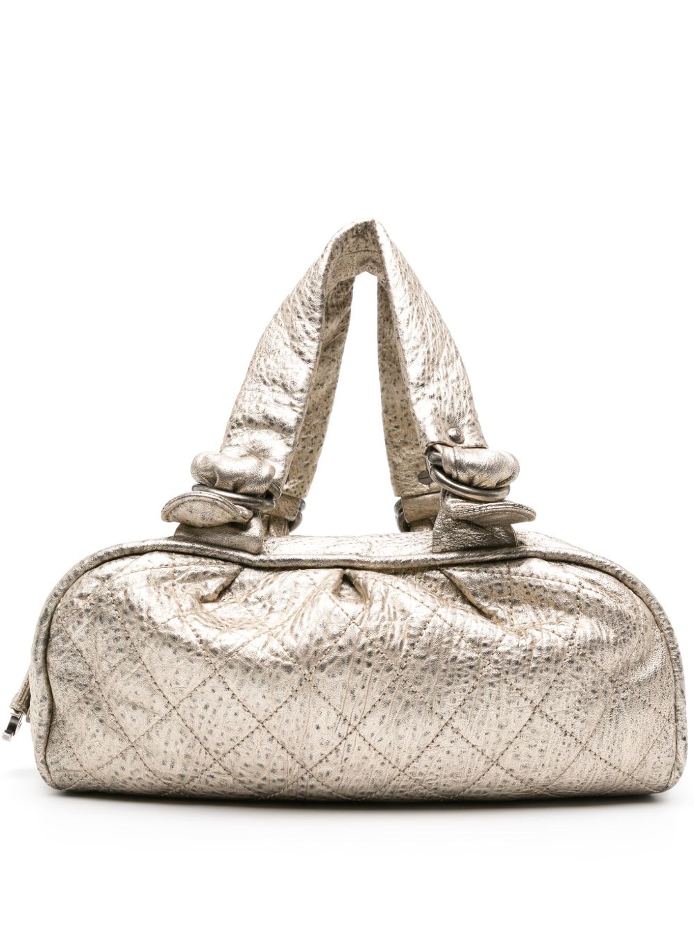 CHANEL Pre-Owned 菱纹绗缝金属感手提包（2006-2008年典藏款） - 金色