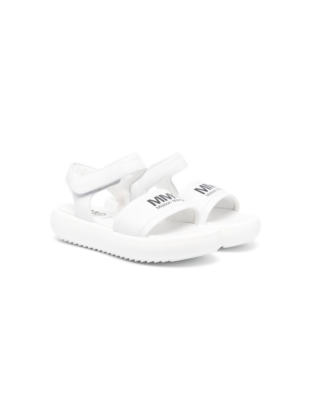 MM6 Maison Margiela Kids 魔术贴皮质凉鞋 - 白色