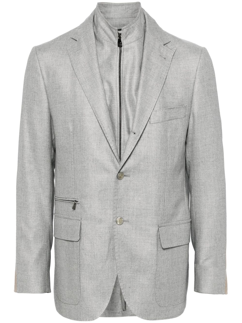 Corneliani 分层式混色效果西装夹克 - 灰色
