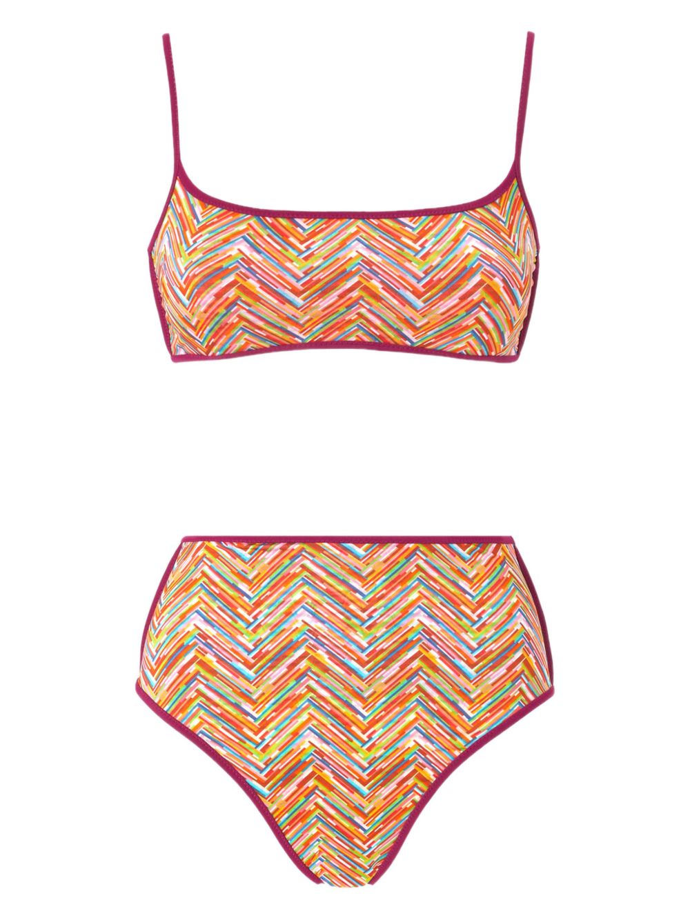 Missoni Z字形图案印花比基尼 - 红色