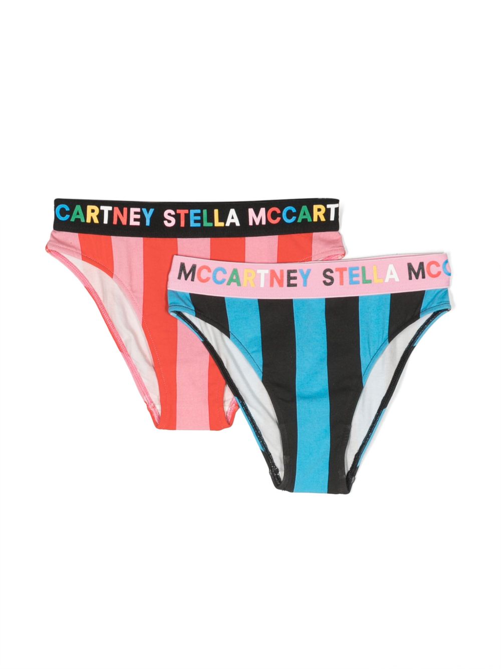 Stella McCartney Kids 条纹logo裤腰三角内裤（两件装） - 粉色