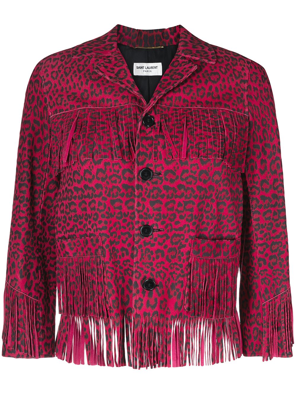 Saint Laurent Pre-Owned 圣罗兰 豹纹流苏夹克（2010年典藏款） - 粉色