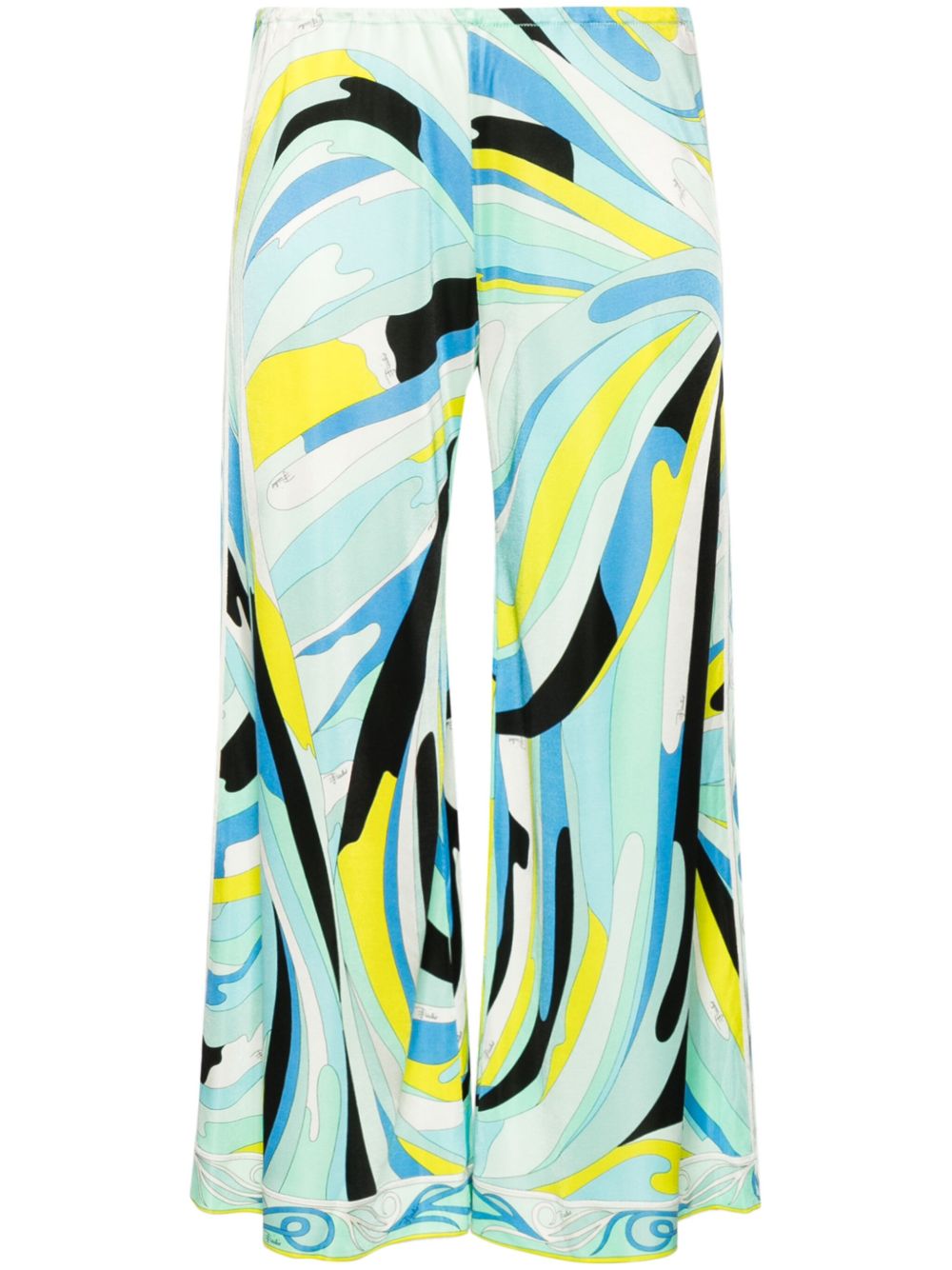 PUCCI Pre-Owned 混合印花露踝裤 - 蓝色