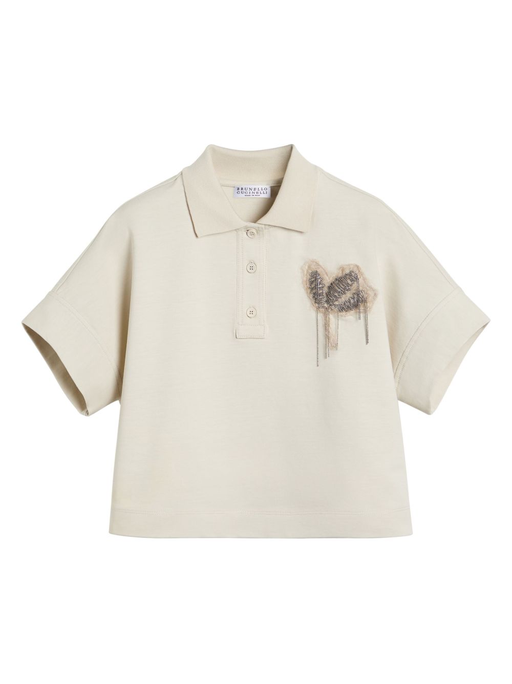 Brunello Cucinelli Kids 花卉刺绣polo衫 - 中性色