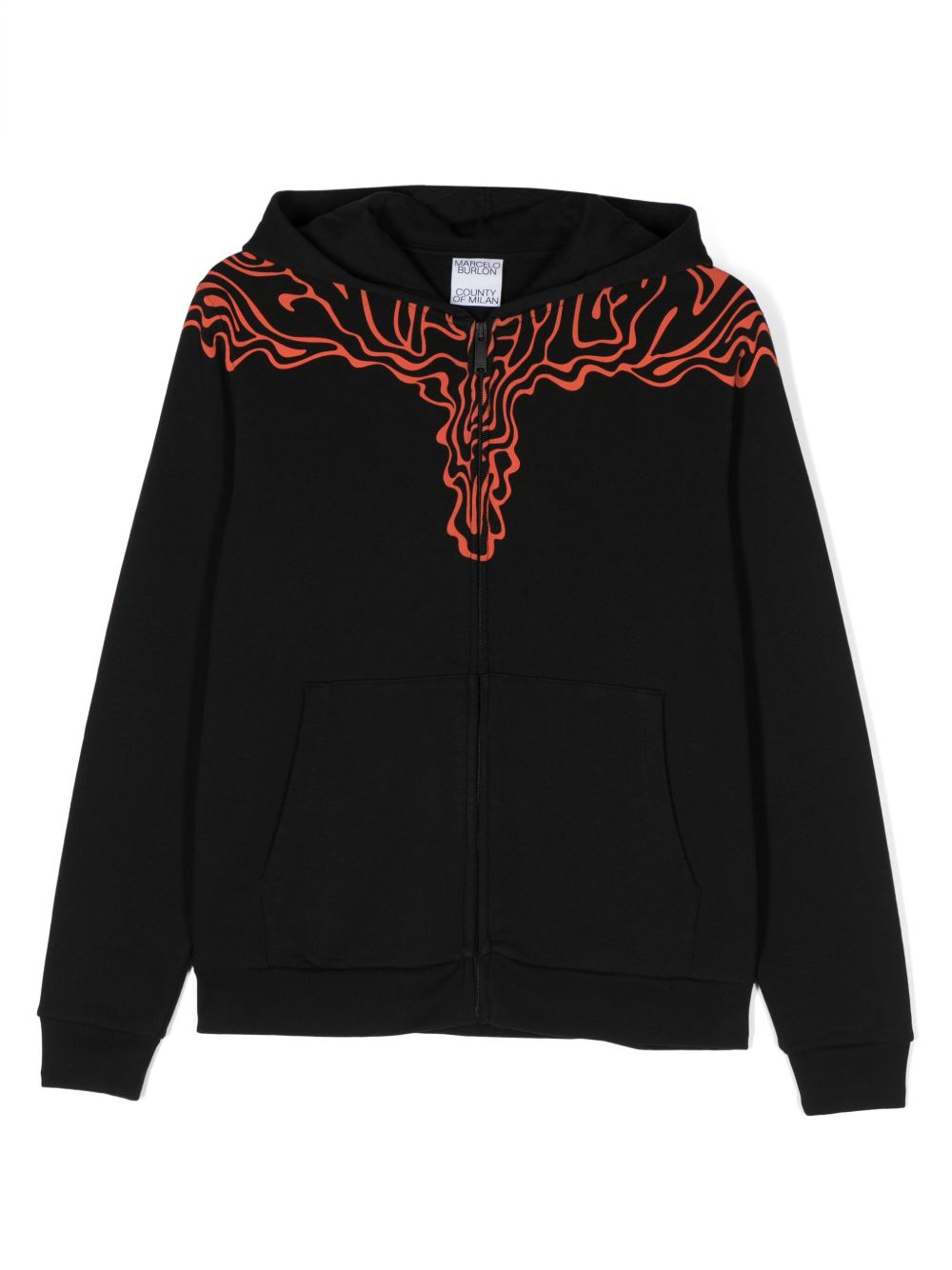 Marcelo Burlon County Of Milan Kids 翅膀印花连帽衫 - 黑色